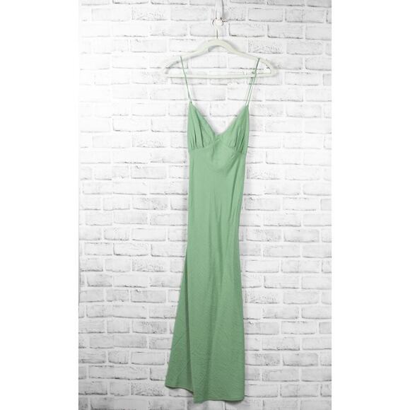 Madewell Green Cami Sleeveless Sweetheart A Line Slip Midi Dress Women Size 8 - Picture 3 of 11